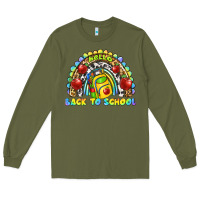 Army Green hello back to school rainbow Long Sleeve Tee - texasbilliewilder