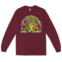 Burgundy hello back to school rainbow Long Sleeve Tee - texasbilliewilder