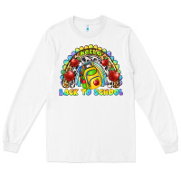 White hello back to school rainbow Long Sleeve Tee - texasbilliewilder