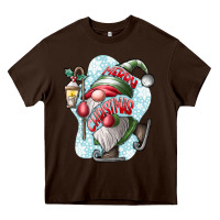 Chocolate Brown merry Christmas gnome Heavy Core Tee - CowhideDigitalArt
