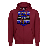 Burgundy Back the blue Zipper Hoodie - Neo Western