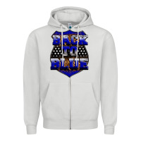 Dove Grey Back the blue Zipper Hoodie - Neo Western
