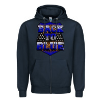 Navy Back the blue Zipper Hoodie - Neo Western