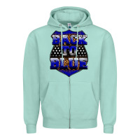 Seafoam Back the blue Zipper Hoodie - Neo Western