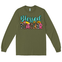 Army Green blessed teacher Long Sleeve Tee - Zillion Design Studio