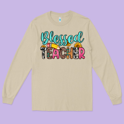 Blessed Teacher Long Sleeve Tee Designed By Zillion Design Studio