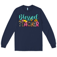 Navy blessed teacher Long Sleeve Tee - Zillion Design Studio
