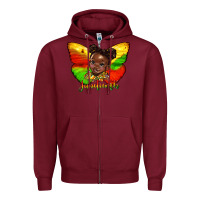Burgundy juneteenth butterfly black girl Zipper Hoodie - HRA Design Shop