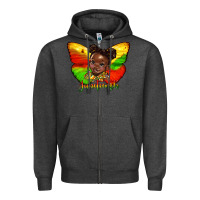 Charcoal Heather juneteenth butterfly black girl Zipper Hoodie - HRA Design Shop