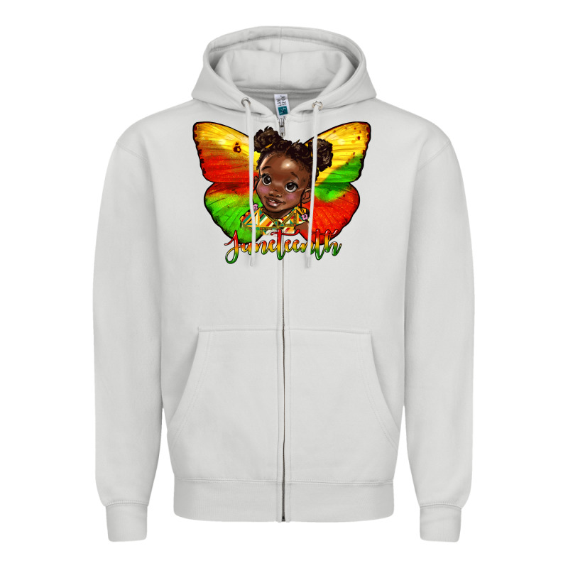Juneteenth Butterfly Black Girl Zipper Hoodie by HRA Design Shop | Teevron