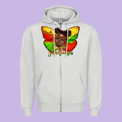 Juneteenth Butterfly Black Girl Zipper Hoodie Designed By Hra Design Shop