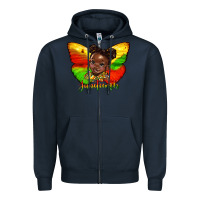 Navy juneteenth butterfly black girl Zipper Hoodie - HRA Design Shop