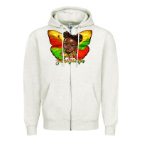 Oatmeal Heather juneteenth butterfly black girl Zipper Hoodie - HRA Design Shop