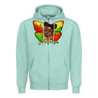 Seafoam juneteenth butterfly black girl Zipper Hoodie - HRA Design Shop