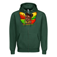 Sports Green juneteenth butterfly black girl Zipper Hoodie - HRA Design Shop
