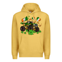 Antique Gold monster truck with shamrocks Premium Hoodie - AdoDesignShop