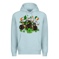 Blue Mist monster truck with shamrocks Premium Hoodie - AdoDesignShop