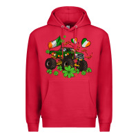 Cardinal monster truck with shamrocks Premium Hoodie - AdoDesignShop