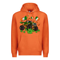 Carrot monster truck with shamrocks Premium Hoodie - AdoDesignShop