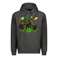 Charcoal Heather monster truck with shamrocks Premium Hoodie - AdoDesignShop
