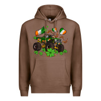 Chestnut monster truck with shamrocks Premium Hoodie - AdoDesignShop