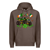 Coffee monster truck with shamrocks Premium Hoodie - AdoDesignShop