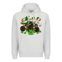 Dove Grey monster truck with shamrocks Premium Hoodie - AdoDesignShop