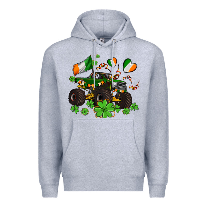 Monster Truck With Shamrocks Premium Hoodie by AdoDesignShop | Teevron
