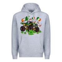 Heather Grey monster truck with shamrocks Premium Hoodie - AdoDesignShop