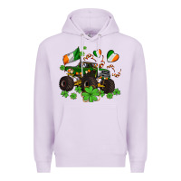 Lilac monster truck with shamrocks Premium Hoodie - AdoDesignShop