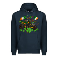 Navy monster truck with shamrocks Premium Hoodie - AdoDesignShop