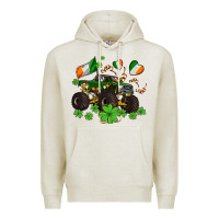Oatmeal Heather monster truck with shamrocks Premium Hoodie - AdoDesignShop