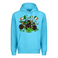Ocean Blue monster truck with shamrocks Premium Hoodie - AdoDesignShop