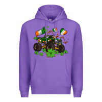 Purple monster truck with shamrocks Premium Hoodie - AdoDesignShop