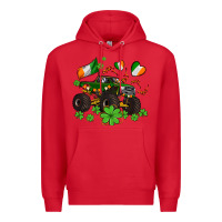 Red monster truck with shamrocks Premium Hoodie - AdoDesignShop