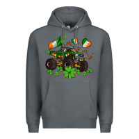 Rock monster truck with shamrocks Premium Hoodie - AdoDesignShop