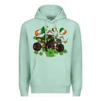 Seafoam monster truck with shamrocks Premium Hoodie - AdoDesignShop