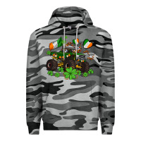 Slate Camo monster truck with shamrocks Premium Hoodie - AdoDesignShop