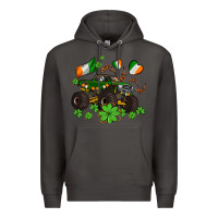 Smoke monster truck with shamrocks Premium Hoodie - AdoDesignShop