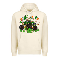 Tofu monster truck with shamrocks Premium Hoodie - AdoDesignShop