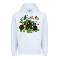 White monster truck with shamrocks Premium Hoodie - AdoDesignShop