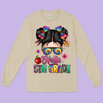 Hello Fifth Grade Long Sleeve Tee Designed By Texasbilliewilder