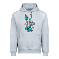 Heather Grey turquoise gemstone skeleton hand Urban Hoodie - MaliasSmallBusiness