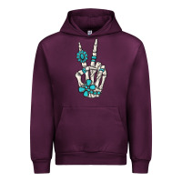 Mauve Wine turquoise gemstone skeleton hand Urban Hoodie - MaliasSmallBusiness