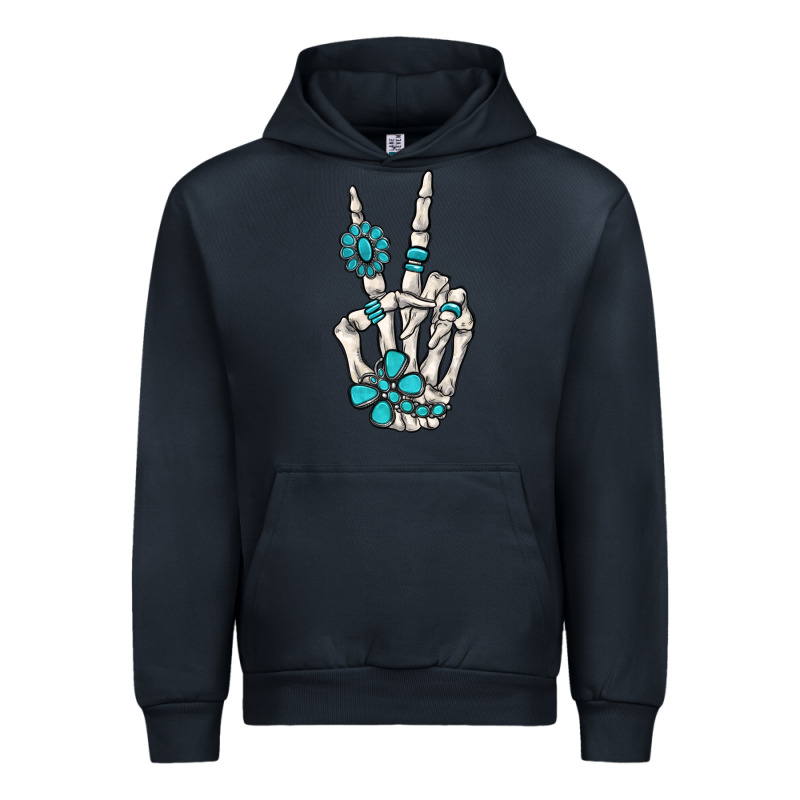 Turquoise Gemstone Skeleton Hand Urban Hoodie by MaliasSmallBusiness | Teevron