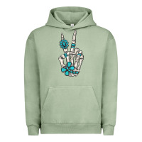 Pigment Oil Green turquoise gemstone skeleton hand Urban Hoodie - MaliasSmallBusiness