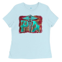 Baby Blue physician medical symbol assistant nurse background Ladies Tee - BarkalooDesign