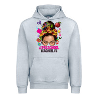 Heather Grey preschool teacher life  messy bun Urban Hoodie - NancyCooperArtShop