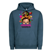 Pigment Midnight Navy preschool teacher life  messy bun Urban Hoodie - NancyCooperArtShop