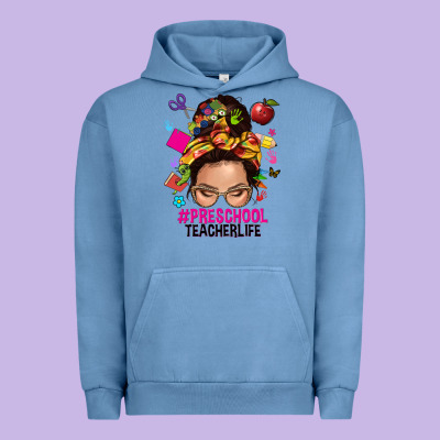 Preschool Teacher Life  Messy Bun Urban Hoodie Designed By Nancycooperartshop